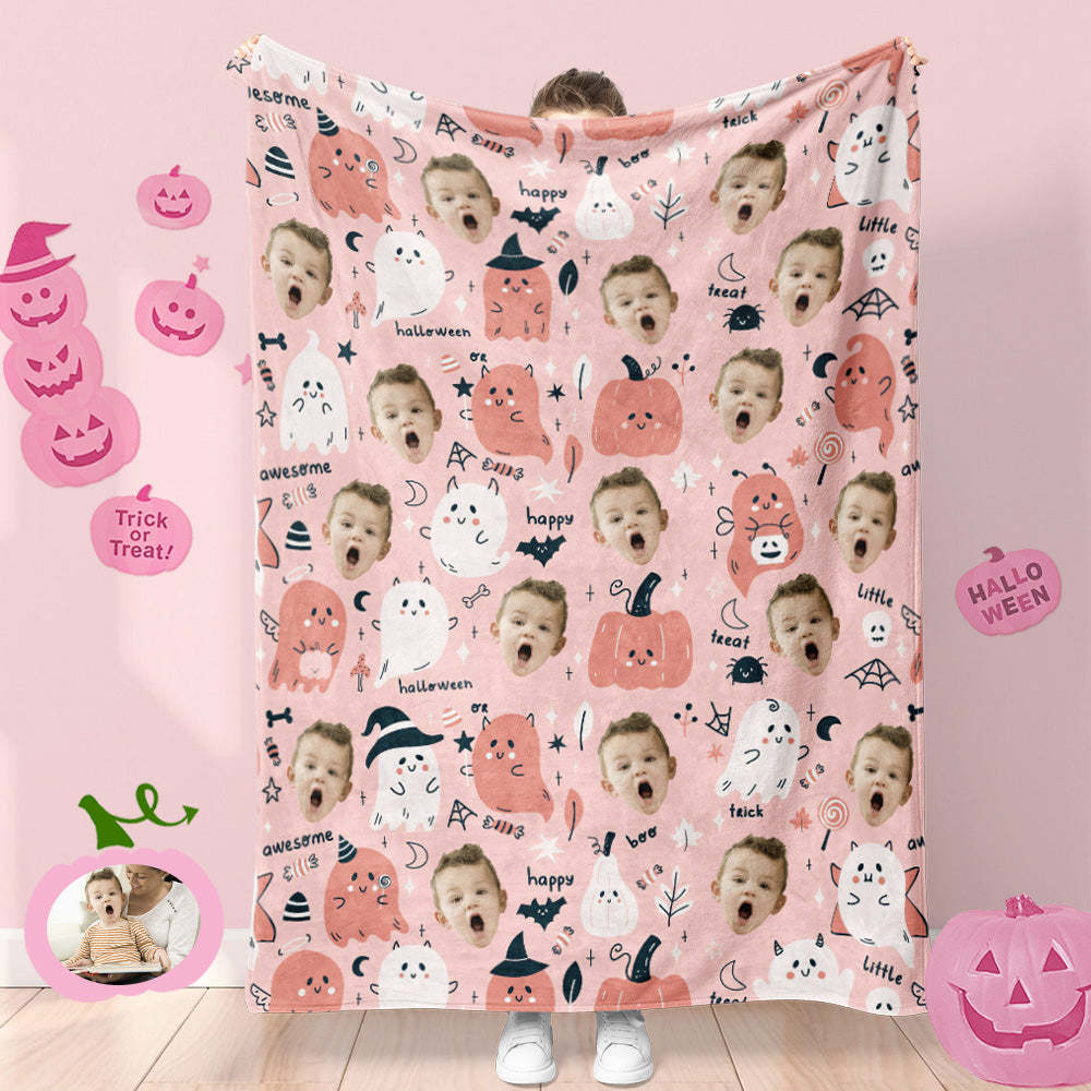 Custom Photo Blanket Halloween Decorative Multi Funny Ghost Blanket For Kids - MyFaceSocks