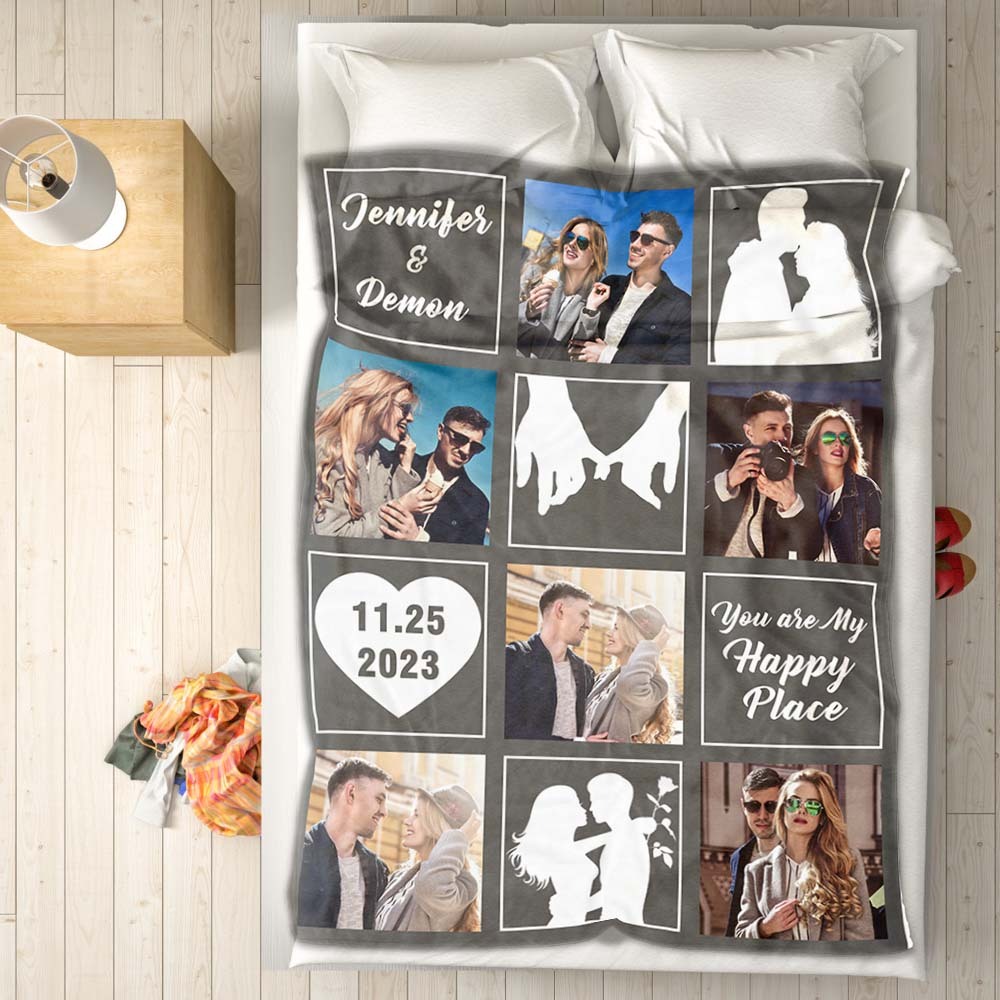 Custom Photo Blanket Couple Love Blanket Valentine's Day Gift - MyFaceSocks