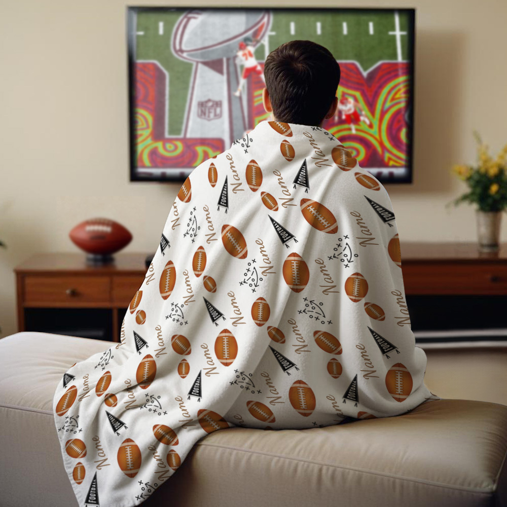 Custom Name Blanket Personalized Football Blanket Sport Gift Idea For Him