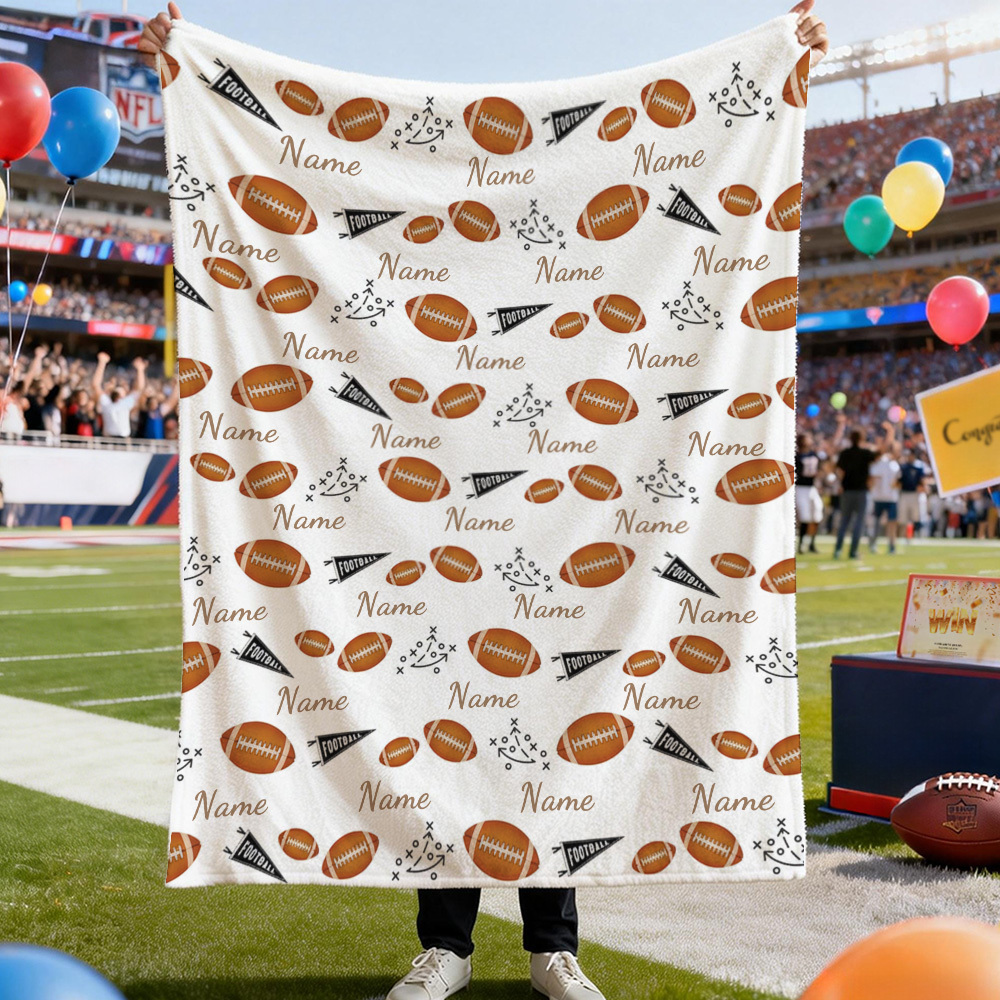 Custom Name Blanket Personalized Football Blanket Sport Gift Idea For Him