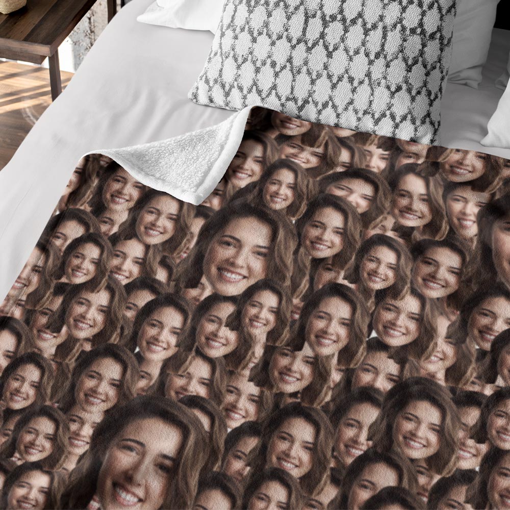Printed in USA Custom Face Blanket Personalized Photo Blanket Spread Over Your Head Gift For Her