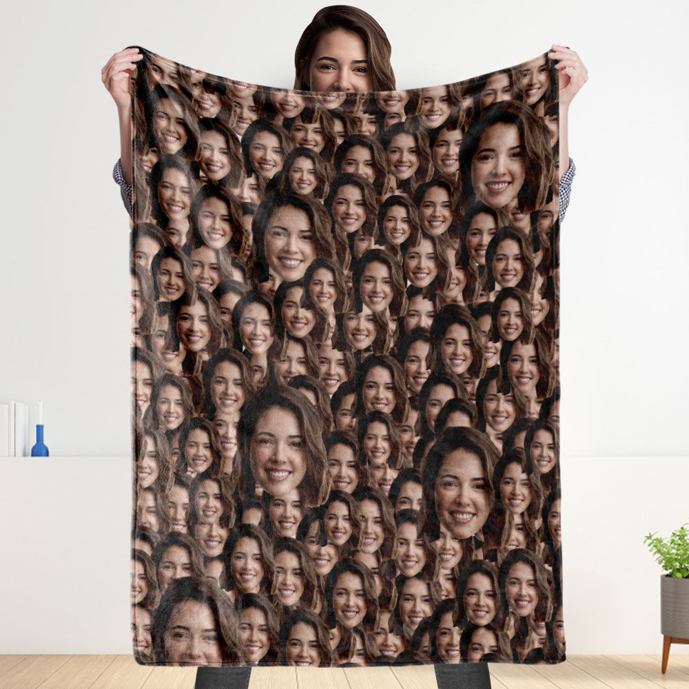Printed in USA Custom Face Blanket Personalized Photo Blanket Spread Over Your Head Gift For Her