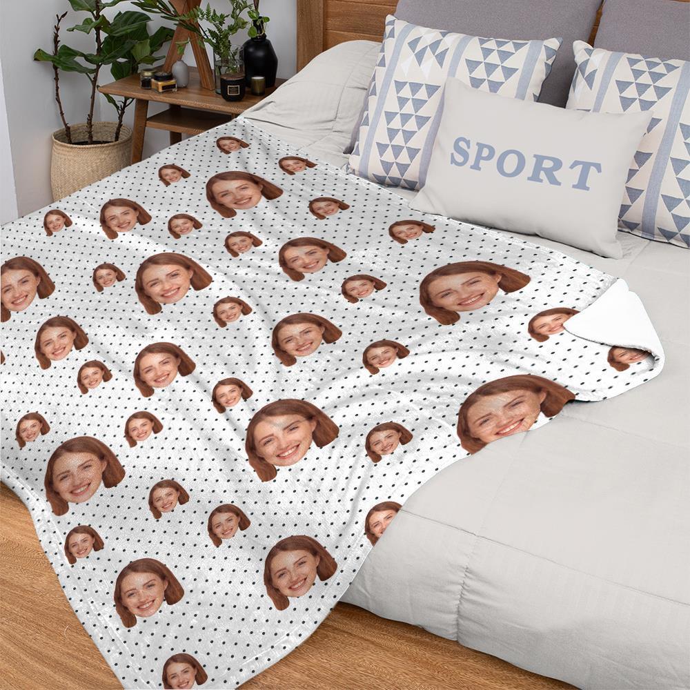 Custom Face Blankets Personalized Fleece Blanket Gifts For Family Polka