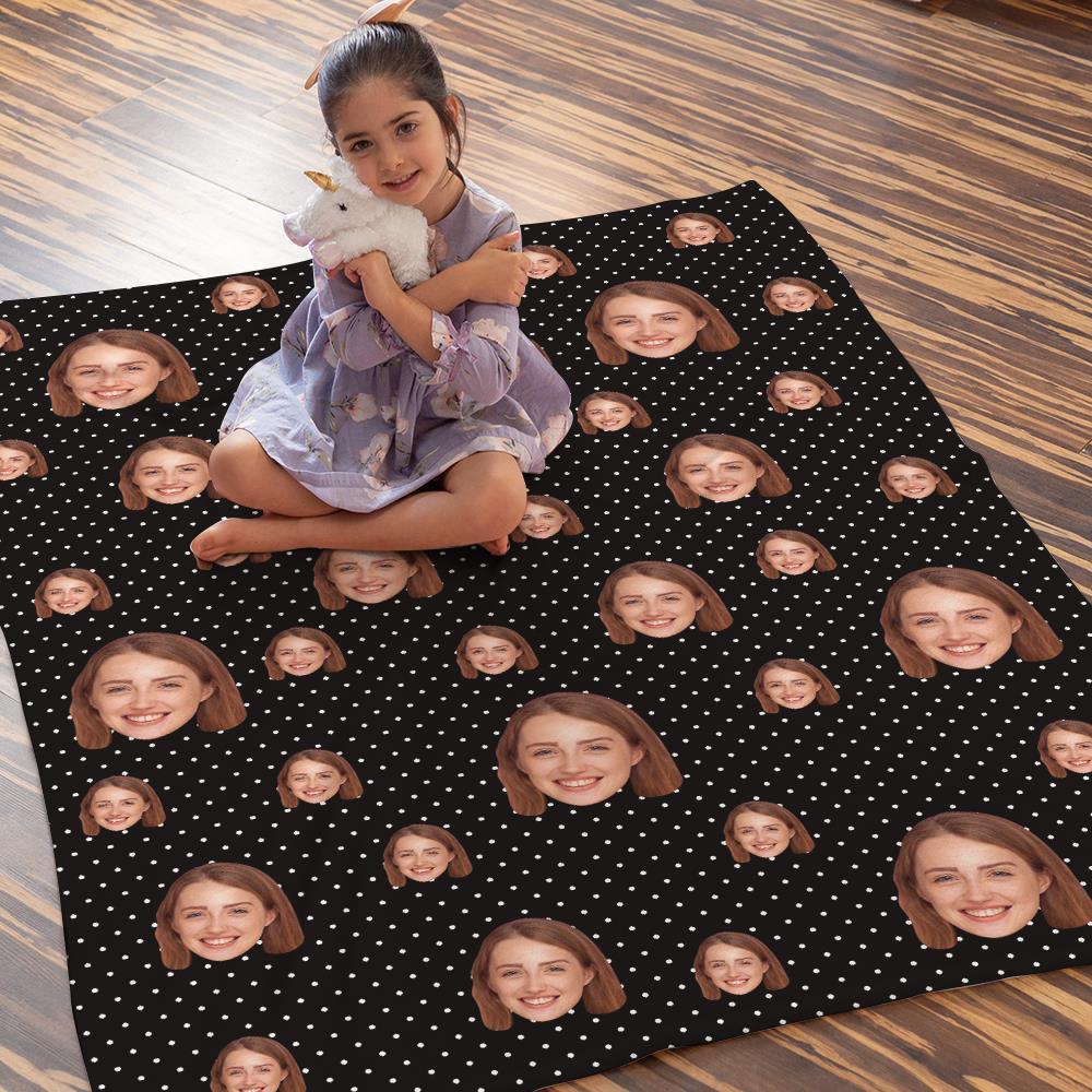 Custom Face Blankets Personalized Fleece Blanket Gifts For Family Polka