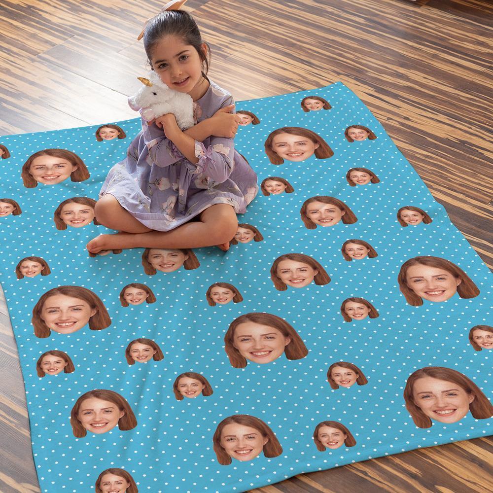 Custom Face Blankets Personalized Fleece Blanket Gifts For Family Polka