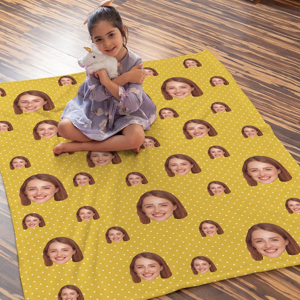 Custom Face Blankets Personalized Fleece Blanket Gifts For Family Polka