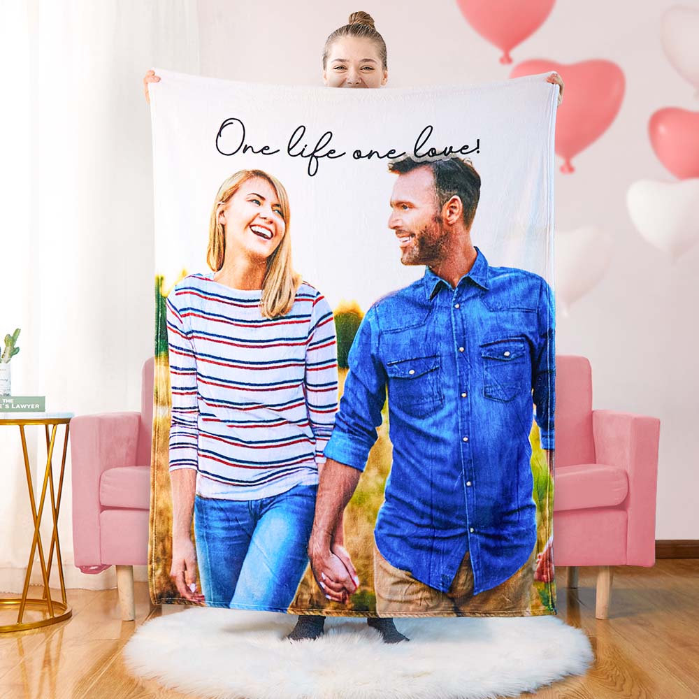 Printed in USA Memorial Gifts Custom Photo Blanket Personalized Couple Blanket Best Gift For Her