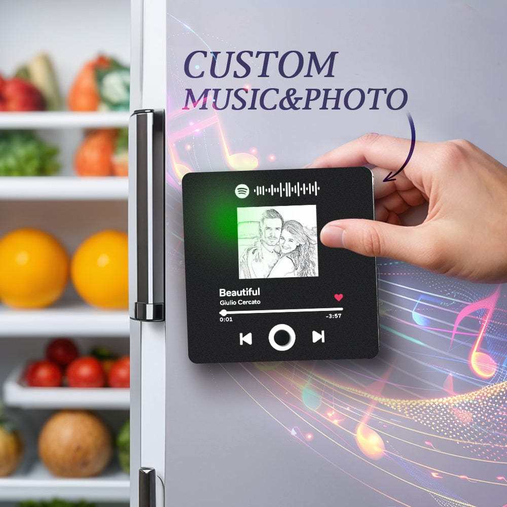 Customized Album Fridge Magnet Personalized Music Fridge Magnet Can Play Music for Couples - MyFaceSocks