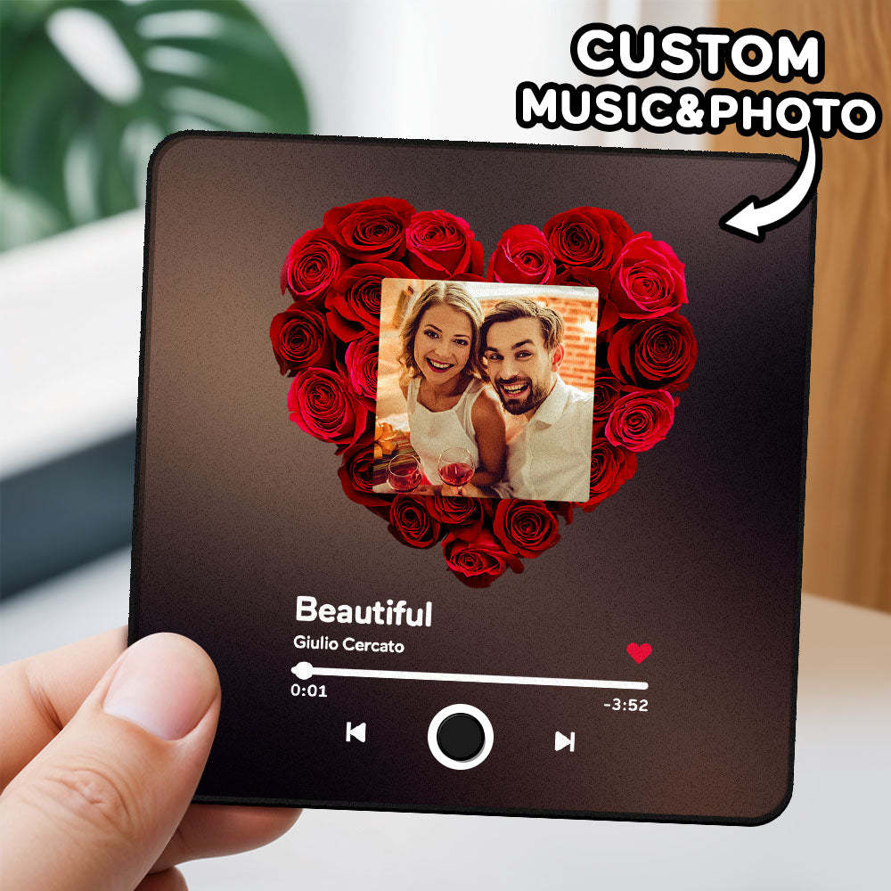 Custom Valentines Photo Album Fridge Magnet Music Wall Photo Sticker Music Movement That Can Be Played Without Cell Phone Music Fridge Magnet Pro Can Play Songs Couple Gift - MyFaceSocks