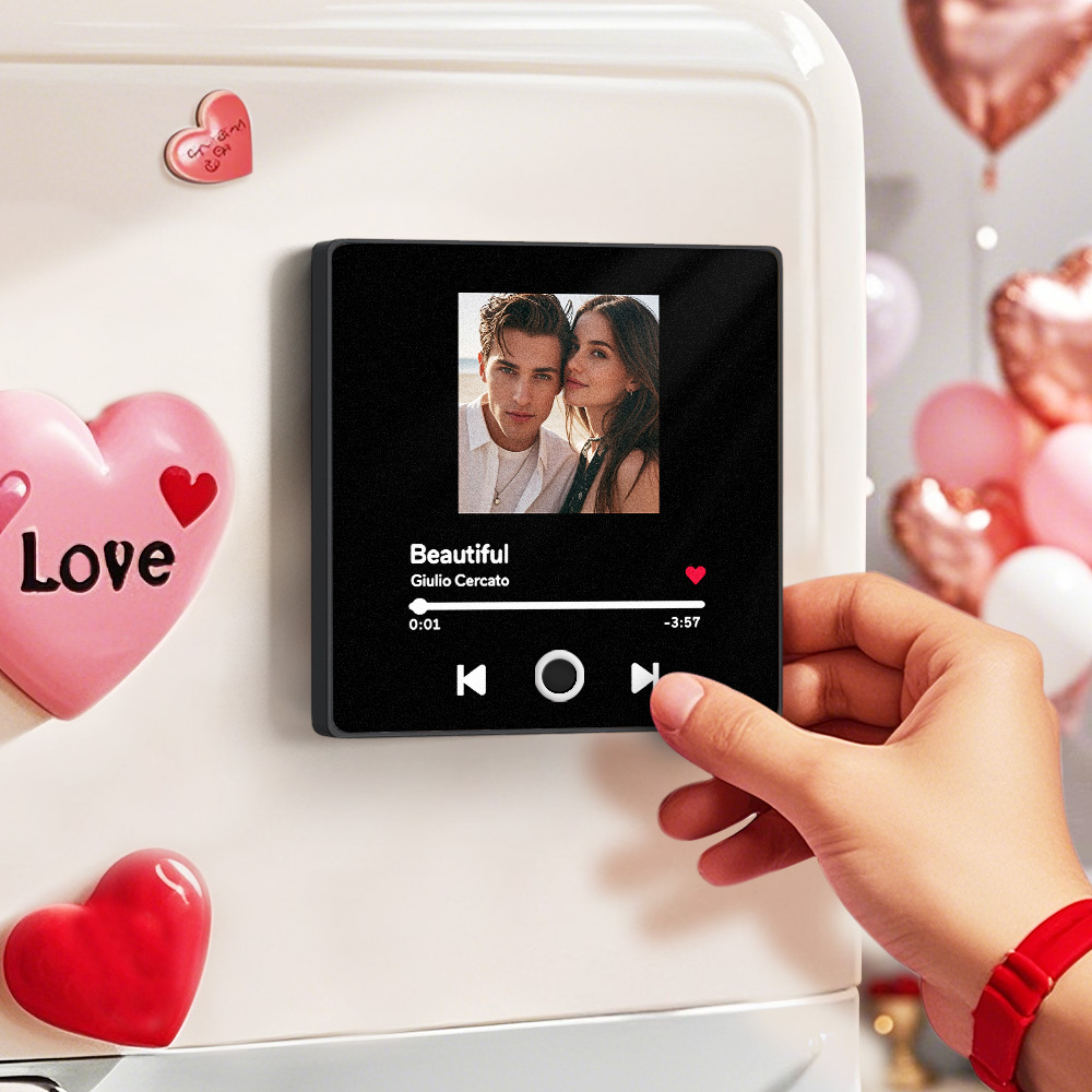 Custom Valentines Photo Album Fridge Magnet Music Wall Photo Sticker Music Movement That Can Be Played Without Cell Phone Music Fridge Magnet Pro Can Play Songs Couple Gift - MyFaceSocks