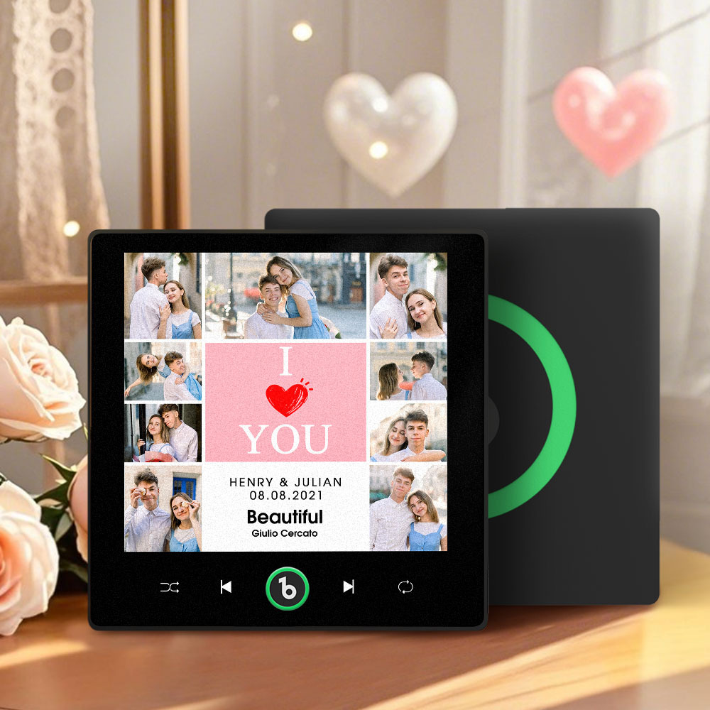 Custom Music Fridge Magnet I Love You Date and Name Music Album Fridge Magnet Photo Music Wall Photo Sticker Music Movement That Can Be Played Gift Idea - MyFaceSocks