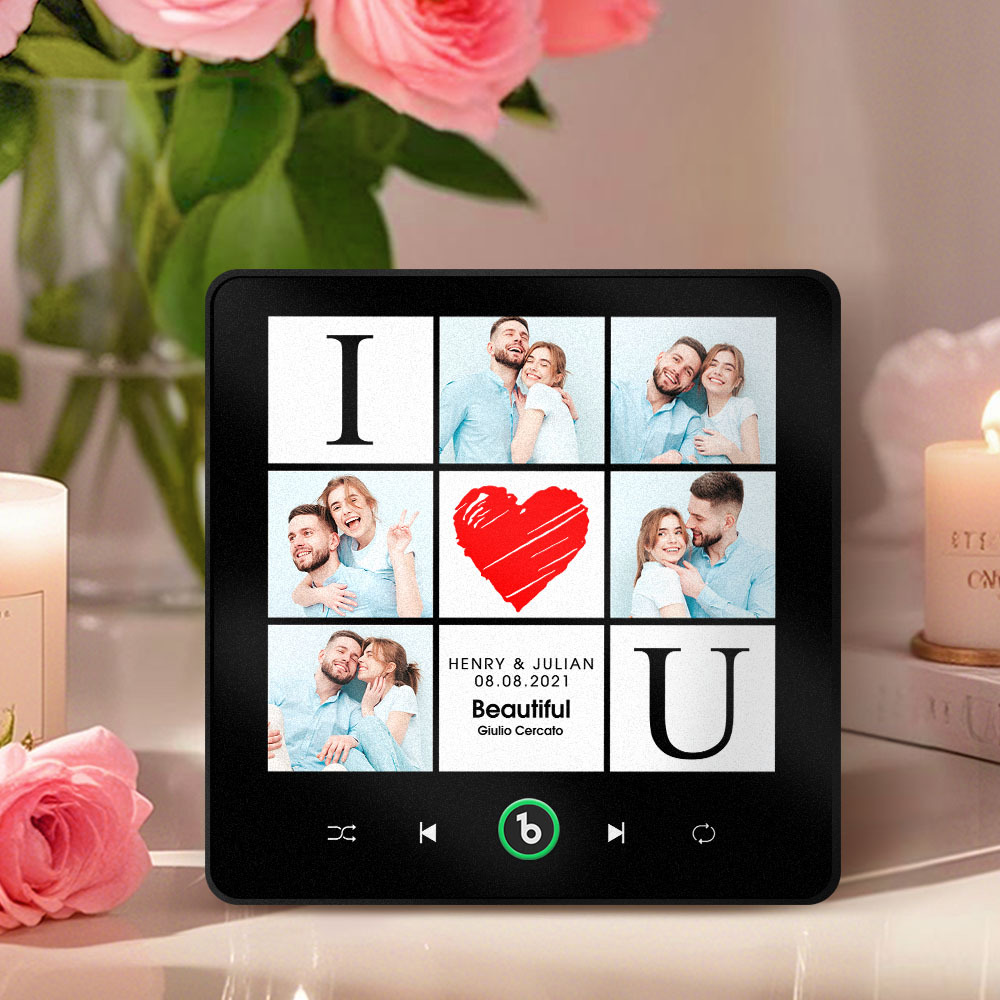 Custom Music Fridge Magnet I Love You Date and Name Music Album Fridge Magnet Photo Music Wall Photo Sticker Music Movement That Can Be Played Gift Idea - MyFaceSocks