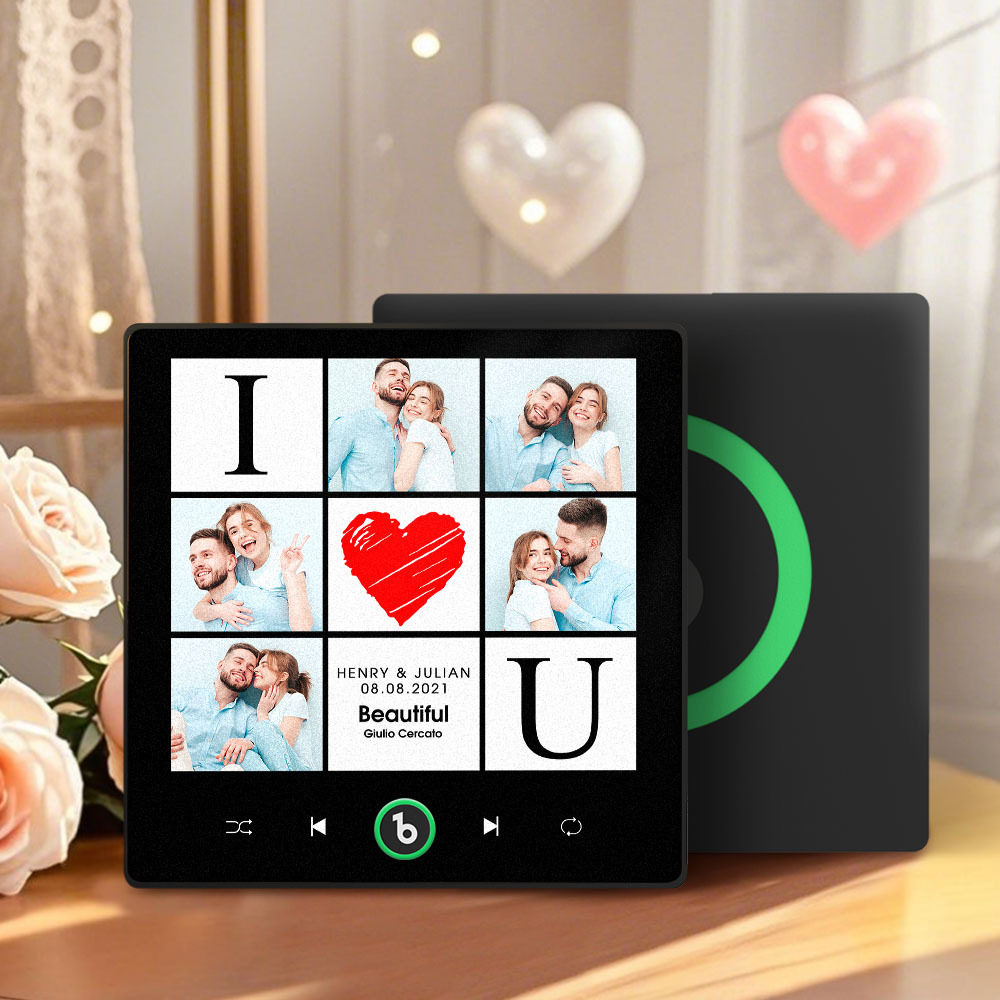Custom Music Fridge Magnet I Love You Date and Name Music Album Fridge Magnet Photo Music Wall Photo Sticker Music Movement That Can Be Played Gift Idea - MyFaceSocks