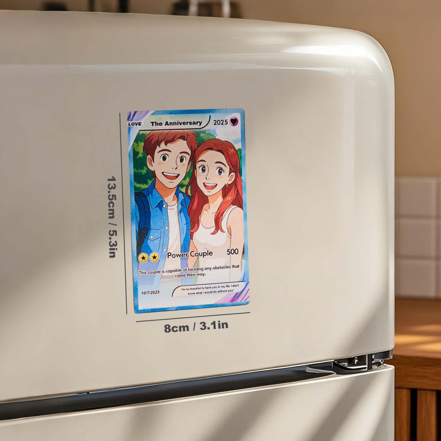 Personalized Cartoon Fridge Magnet with Your Photo Couple Poke Card Magnet Cute Gift Idea - MyFaceSocks