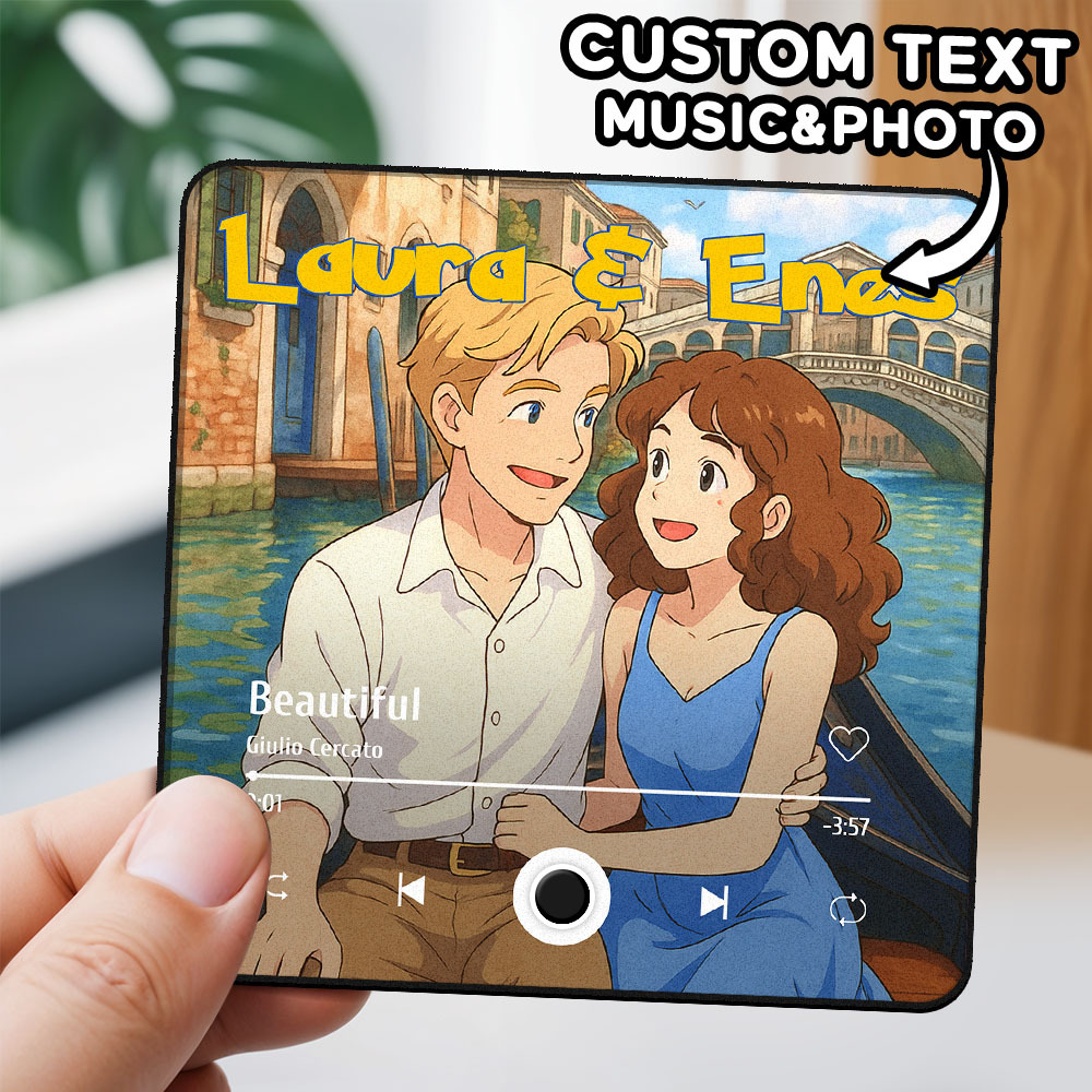 Custom Cartoon Photo Fridge Magnet Music Can Be Played Without Cell Phone Music Photo Fridge Magnet for Lover - MyFaceSocks