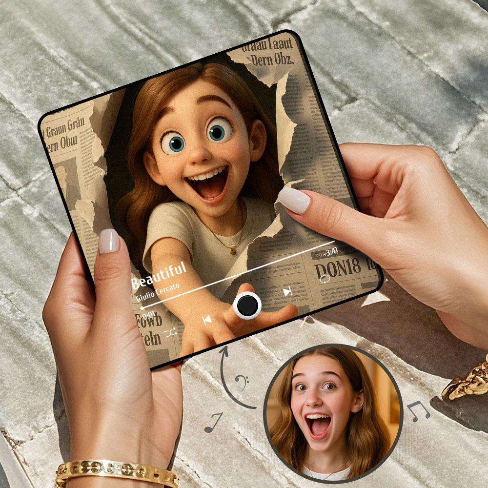 Custom Cartoon Portrait Figurine  Real Person to Comic Style Fridge Magnet Music Can Be Played Without Cell Phone Music Cartoon Poster Fridge Magnet - MyFaceSocks