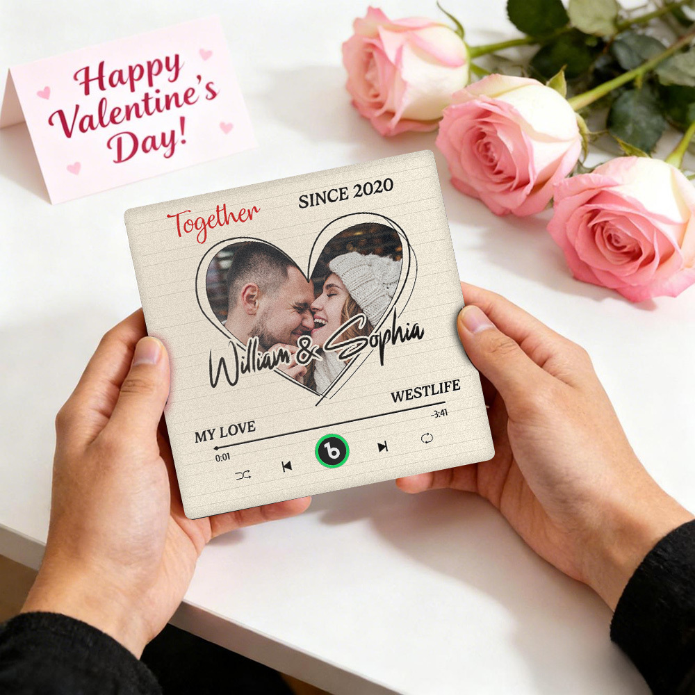 Custom heart Fridge Magnet Music Can Be Played Without Cell Phone Music Personalized Name and Photo Bluetooth Fridge Magnet