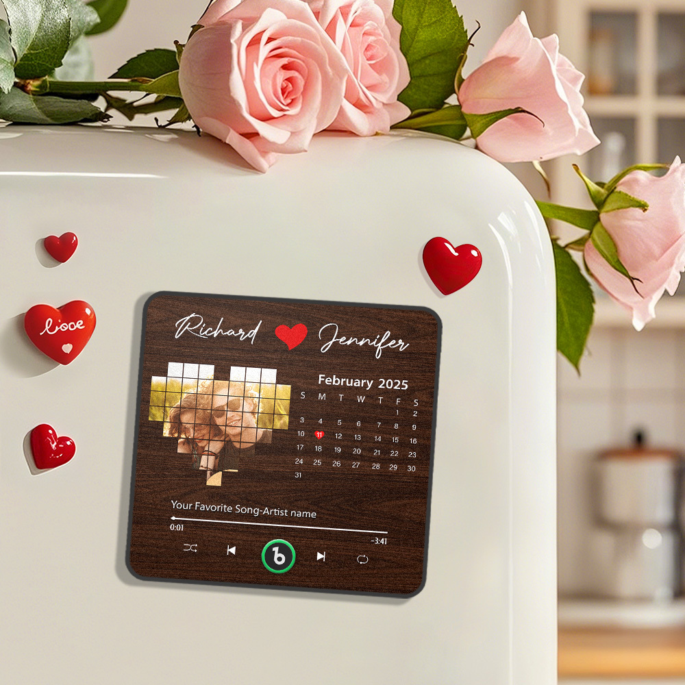 Custom heart Fridge Magnet Music Can Be Played Without Cell Phone Music Personalized Name and Photo Bluetooth Fridge Magnet