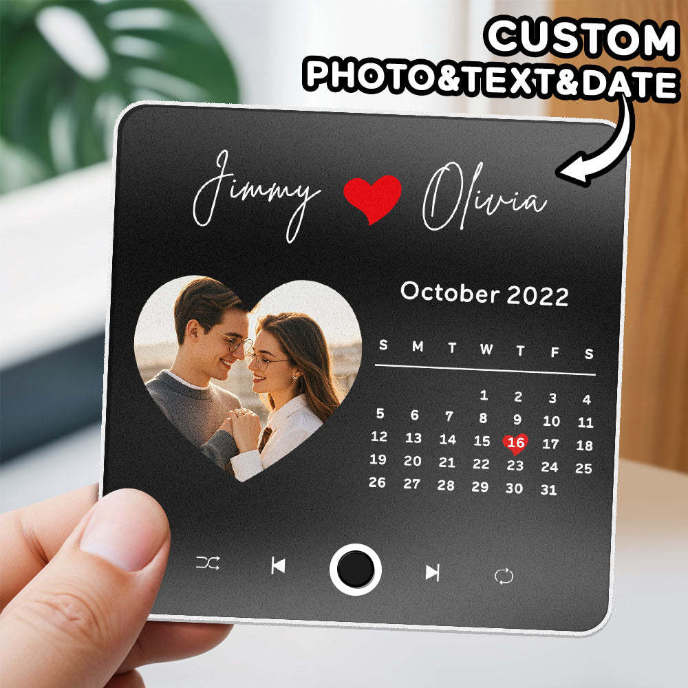 Custom Photo Album Music Fridge Magnet Heart Photo Custom Phone Music Fridge Magnet Pro Valentine Gift For Couple - MyFaceSocks
