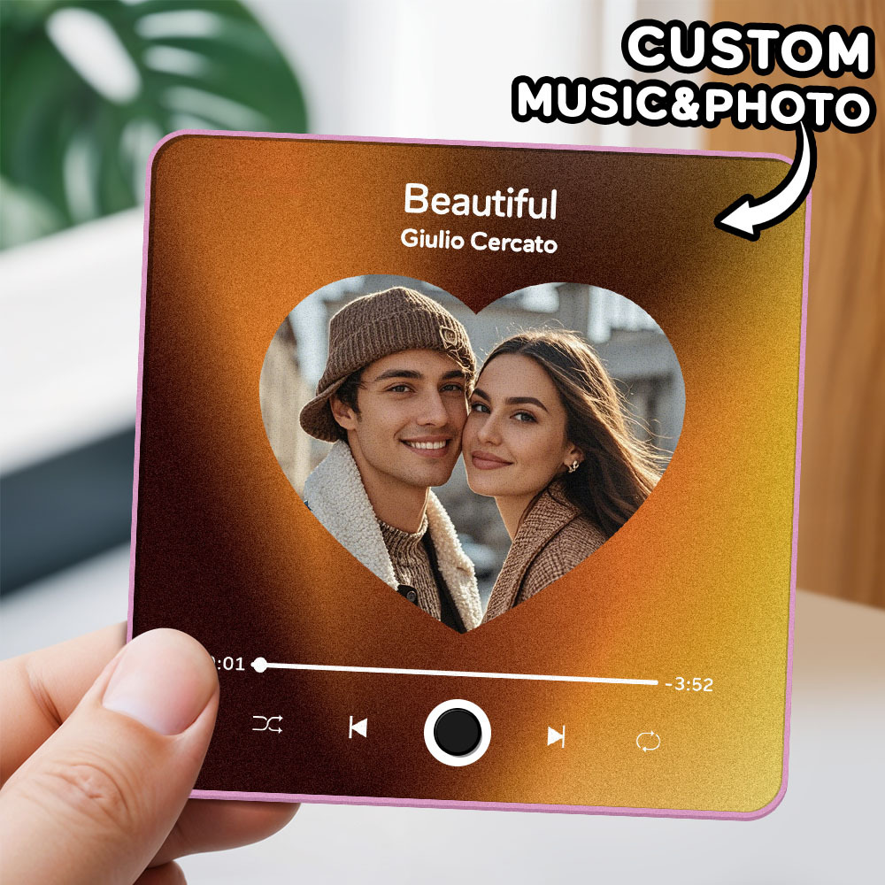 Custom Multi Photo Album Music Fridge Magnet  Photo and Text Music Fridge Personalized Phone Music Fridge Magnet Pro - MyFaceSocks