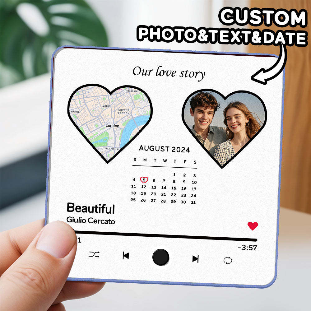 Custom Photo Album Music Fridge Magnet Heart Photo Custom Phone Music Fridge Magnet Pro Valentine Gift For Couple - MyFaceSocks
