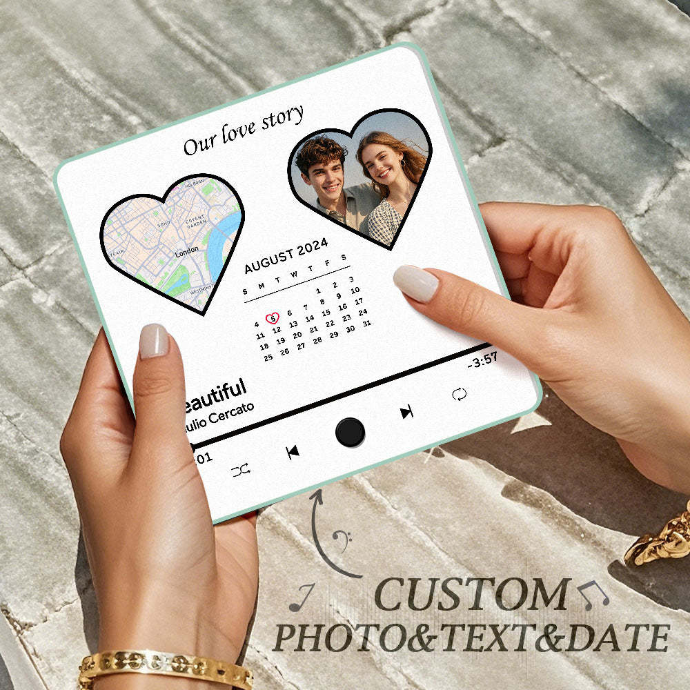 Custom Photo Album Music Fridge Magnet Heart Photo Custom Phone Music Fridge Magnet Pro Valentine Gift For Couple - MyFaceSocks