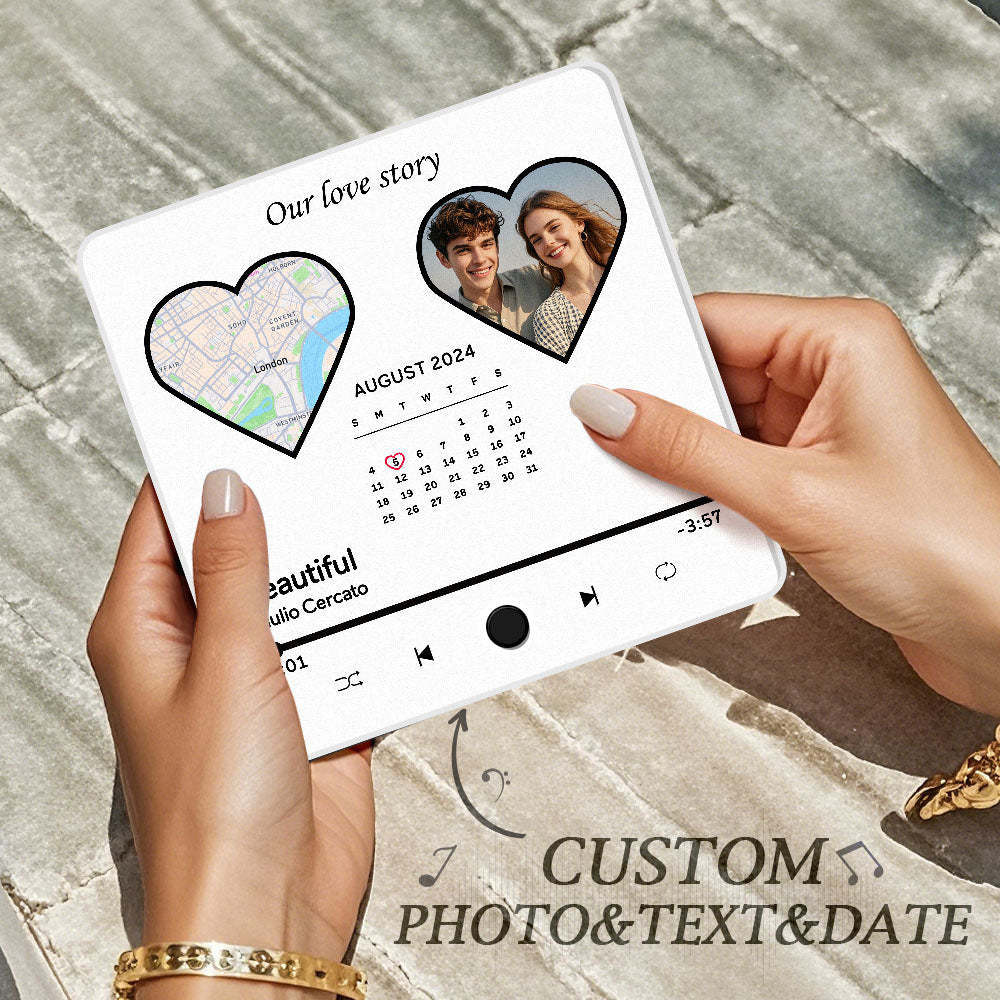 Custom Photo Album Music Fridge Magnet Heart Photo Custom Phone Music Fridge Magnet Pro Valentine Gift For Couple - MyFaceSocks