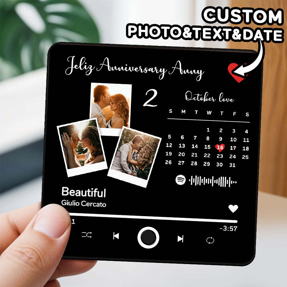 Custom Photo Album Music Fridge Magnet Heart Photo Custom Phone Music Fridge Magnet Pro Valentine Gift For Couple - MyFaceSocks