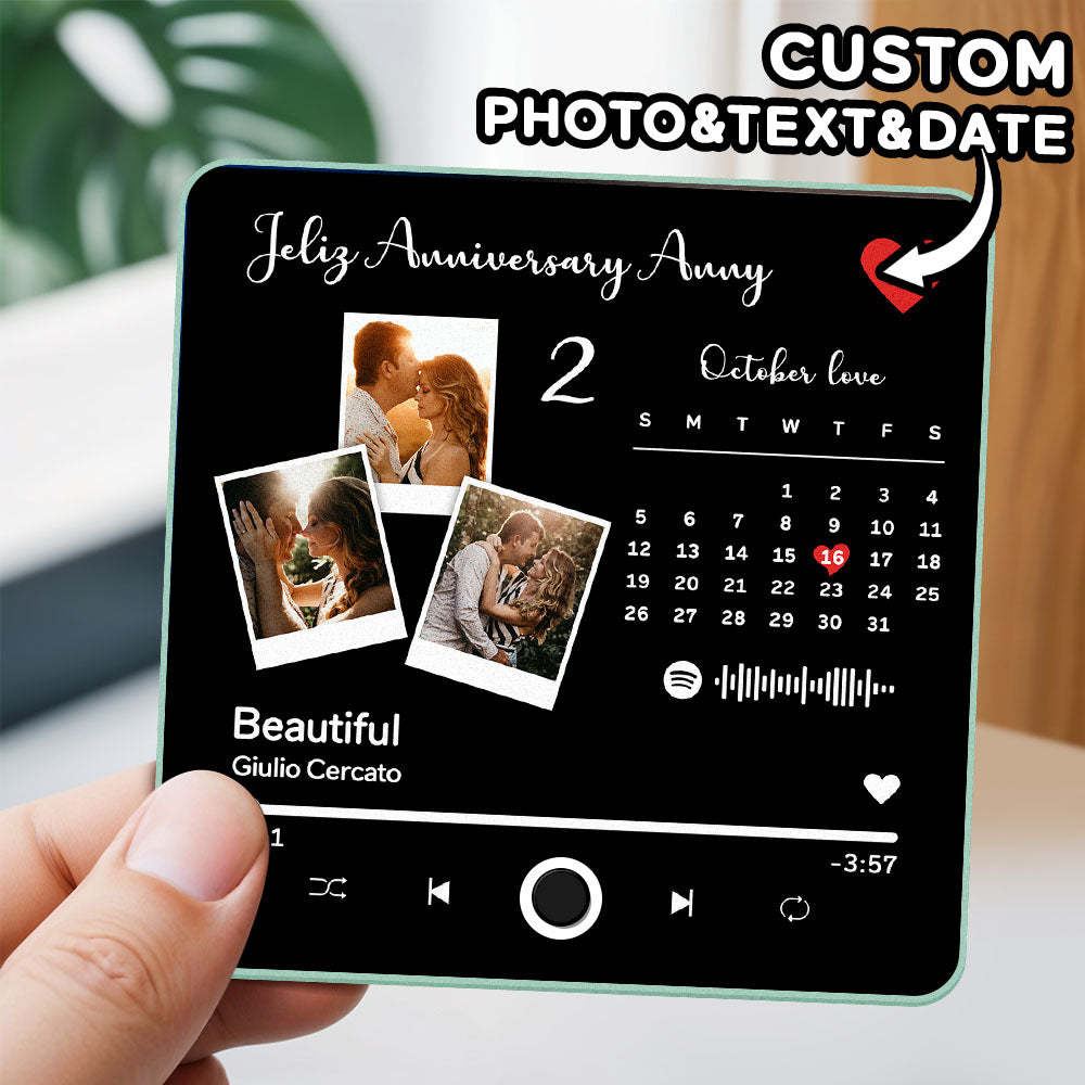 Custom Photo Album Music Fridge Magnet Heart Photo Custom Phone Music Fridge Magnet Pro Valentine Gift For Couple - MyFaceSocks