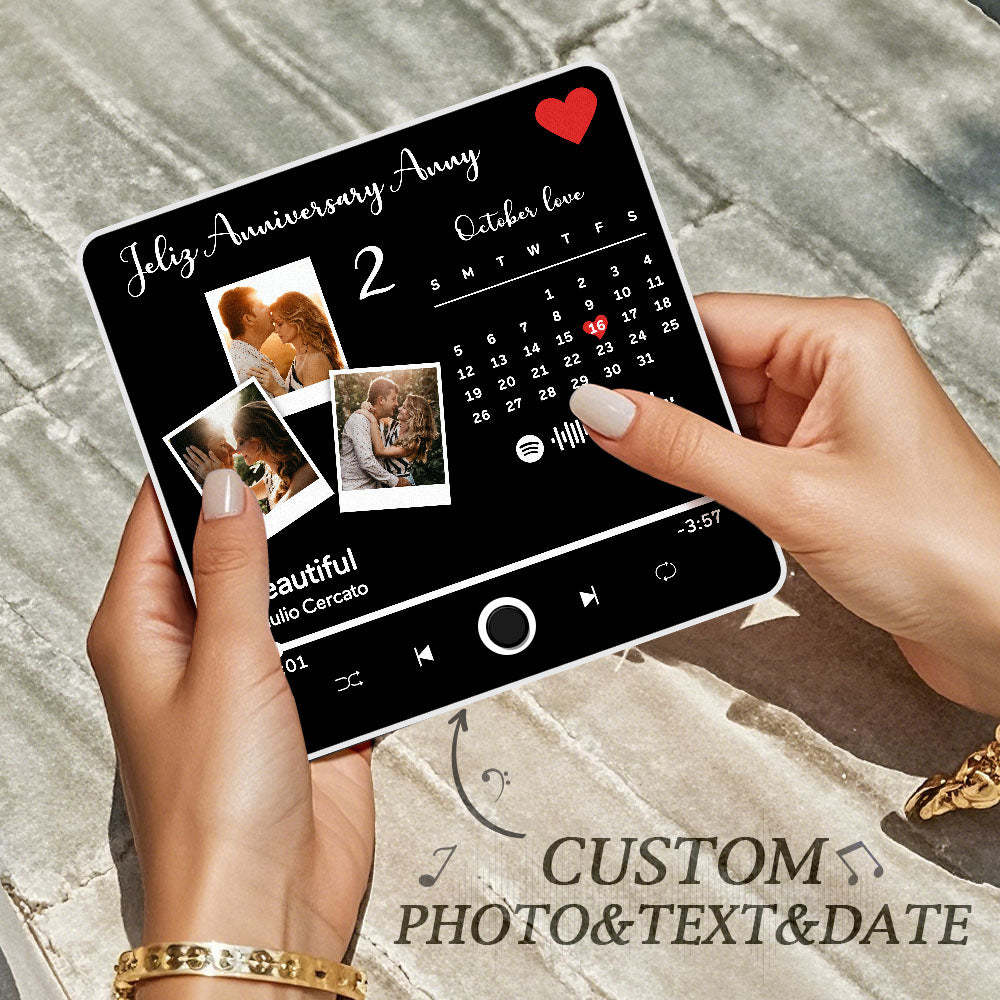 Custom Photo Album Music Fridge Magnet Heart Photo Custom Phone Music Fridge Magnet Pro Valentine Gift For Couple - MyFaceSocks