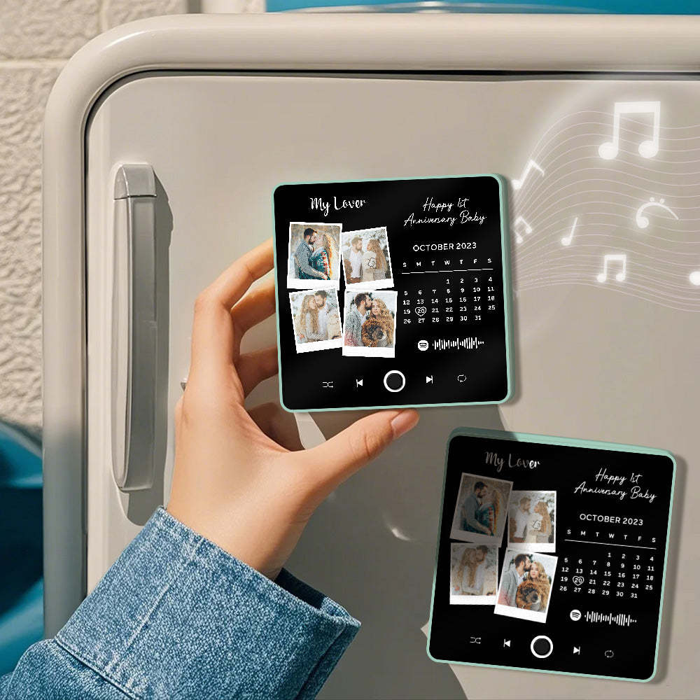 Custom Photo Album Music Fridge Magnet Heart Photo Custom Phone Music Fridge Magnet Pro Valentine Gift For Couple - MyFaceSocks