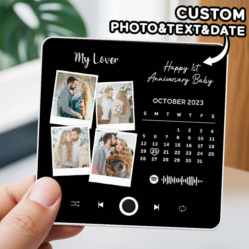 Custom Photo Album Music Fridge Magnet Heart Photo Custom Phone Music Fridge Magnet Pro Valentine Gift For Couple - MyFaceSocks
