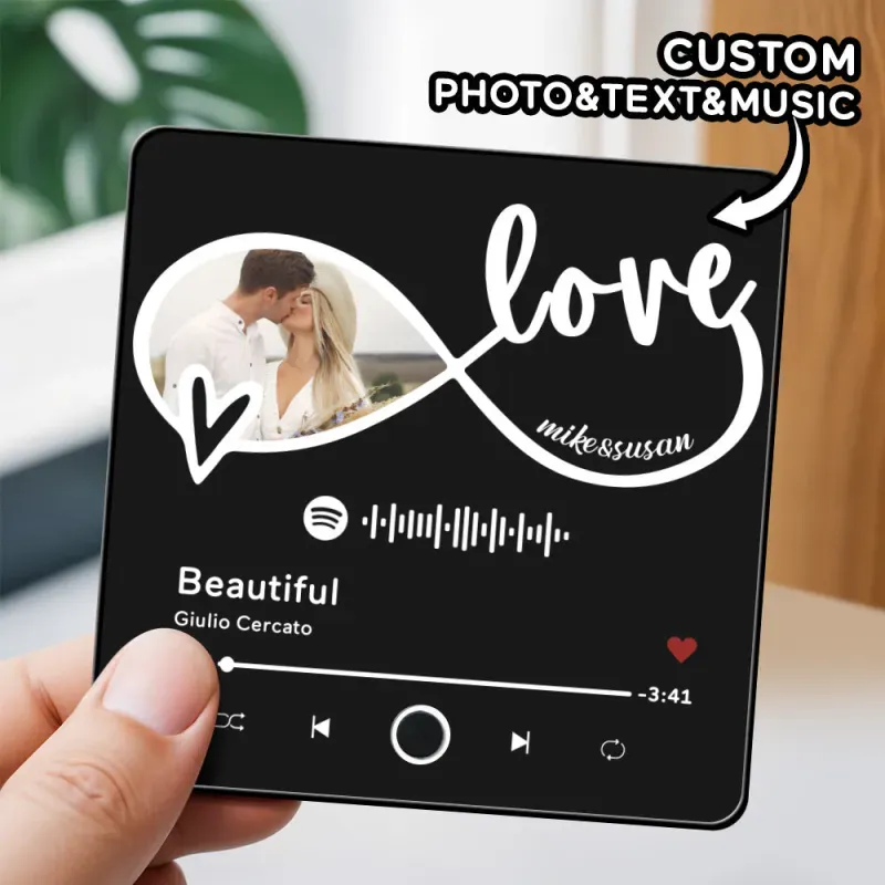 Custom Photo Album Music Fridge Magnet Heart Photo Custom Phone Music Fridge Magnet Pro Valentine Gift For Couple - MyFaceSocks