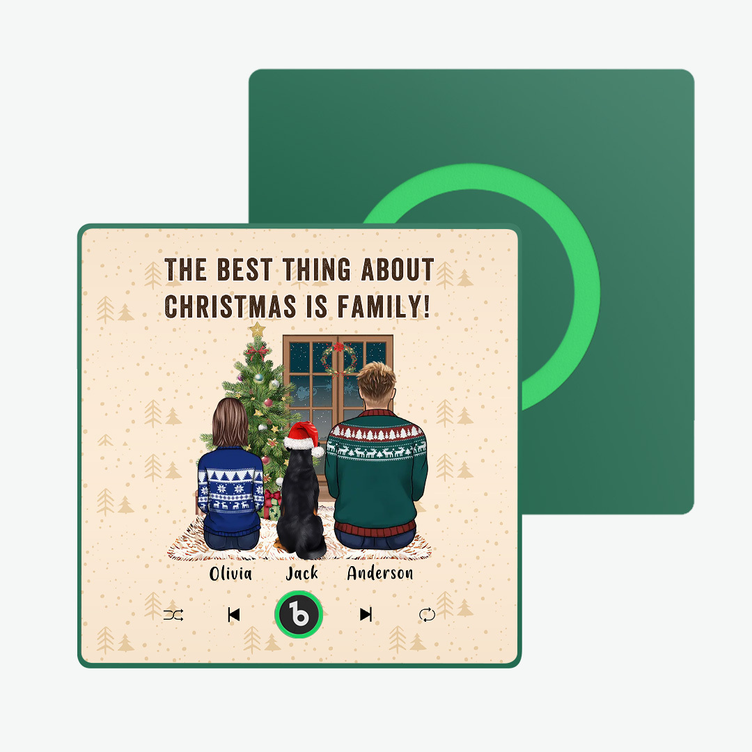 Custom Music Fridge Frame Magnet Custom Portrait Merry Christmas Custom Music Magnets Can Play Songs The Best Thing About Christmas Is Family - MyFaceSocks