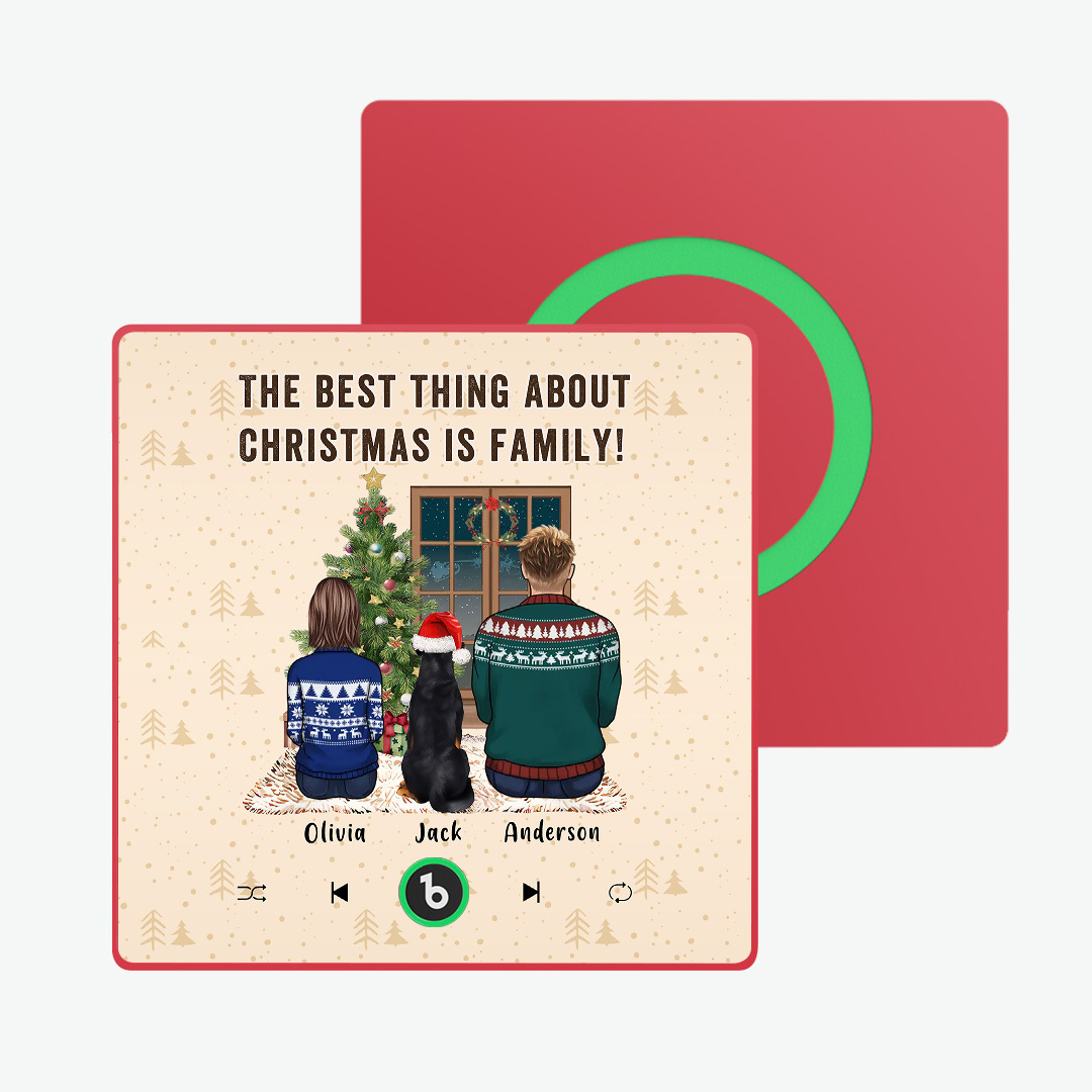 Custom Music Fridge Frame Magnet Custom Portrait Merry Christmas Custom Music Magnets Can Play Songs The Best Thing About Christmas Is Family - MyFaceSocks