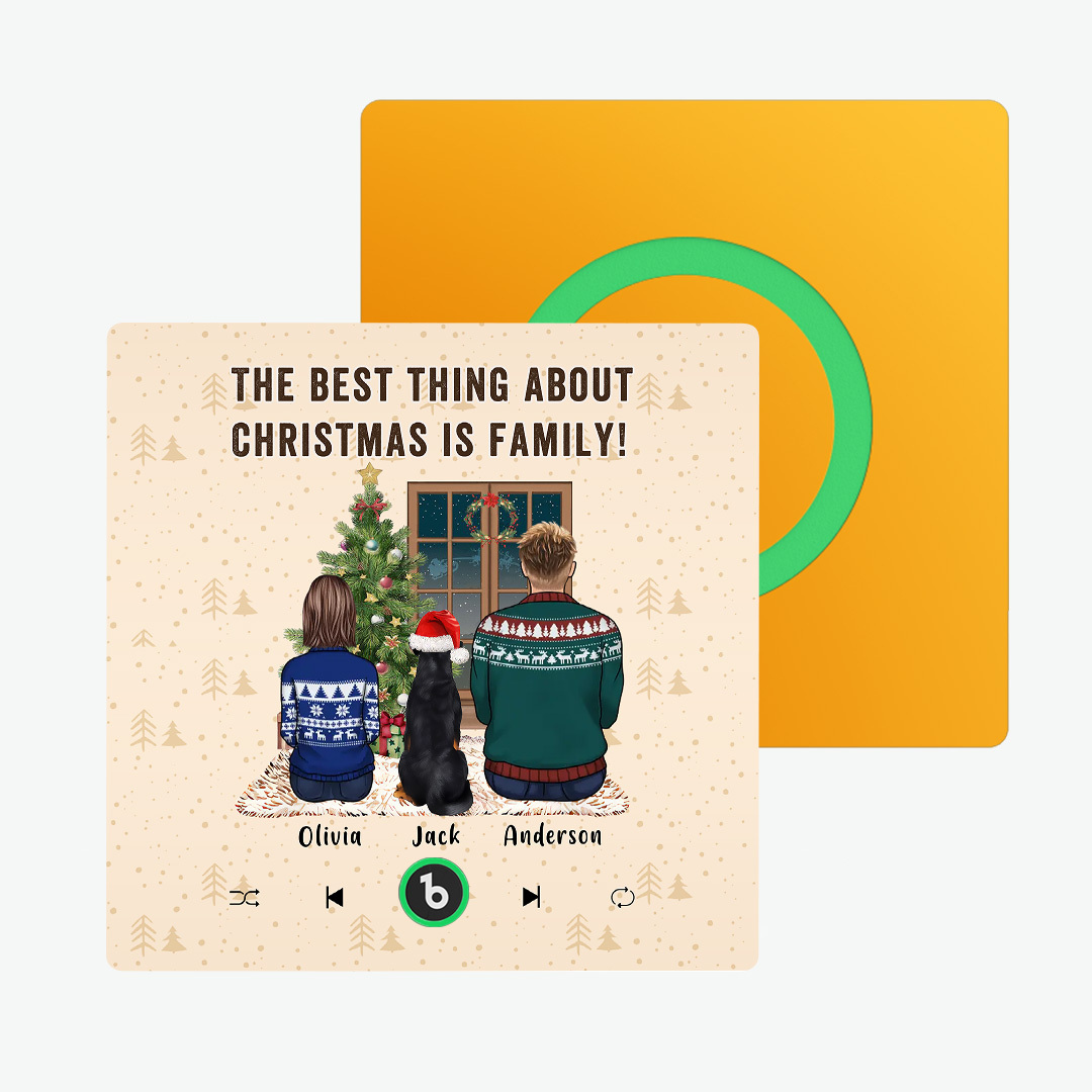 Custom Music Fridge Frameless Magnet Custom Portrait Merry Christmas Custom Music Magnets Can Play Songs The Best Thing About Christmas Is Family - MyFaceSocks