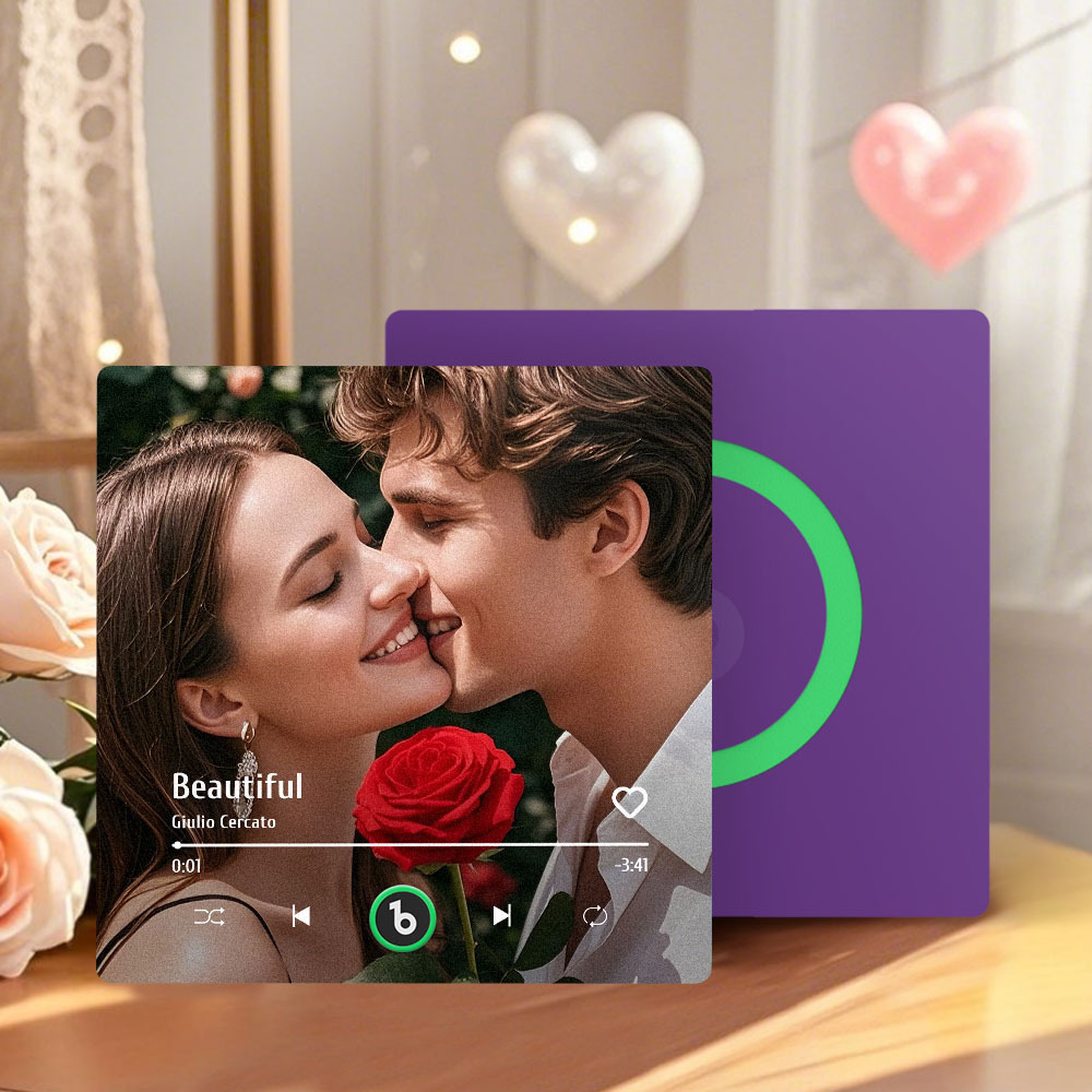 Custom Amethyst Purple Music Fridge Magnet New 4.0 Upgrade Music Wall Photo Sticker That Plays Music Without Cell Phone Multiple Styles Couple Gifts