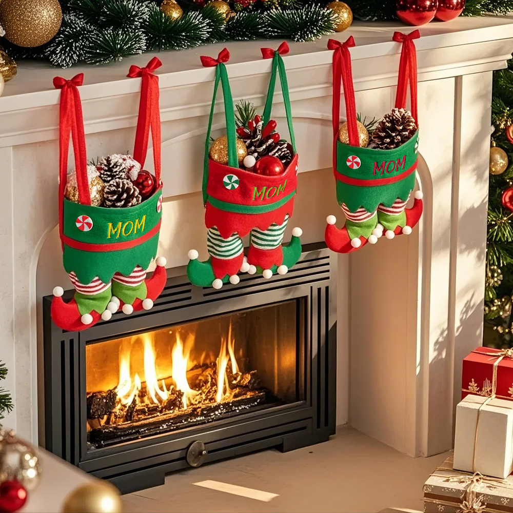 Custom Name Christmas Gifts Stocking Jingle Bell Elf Pants Personalized Stocking for family