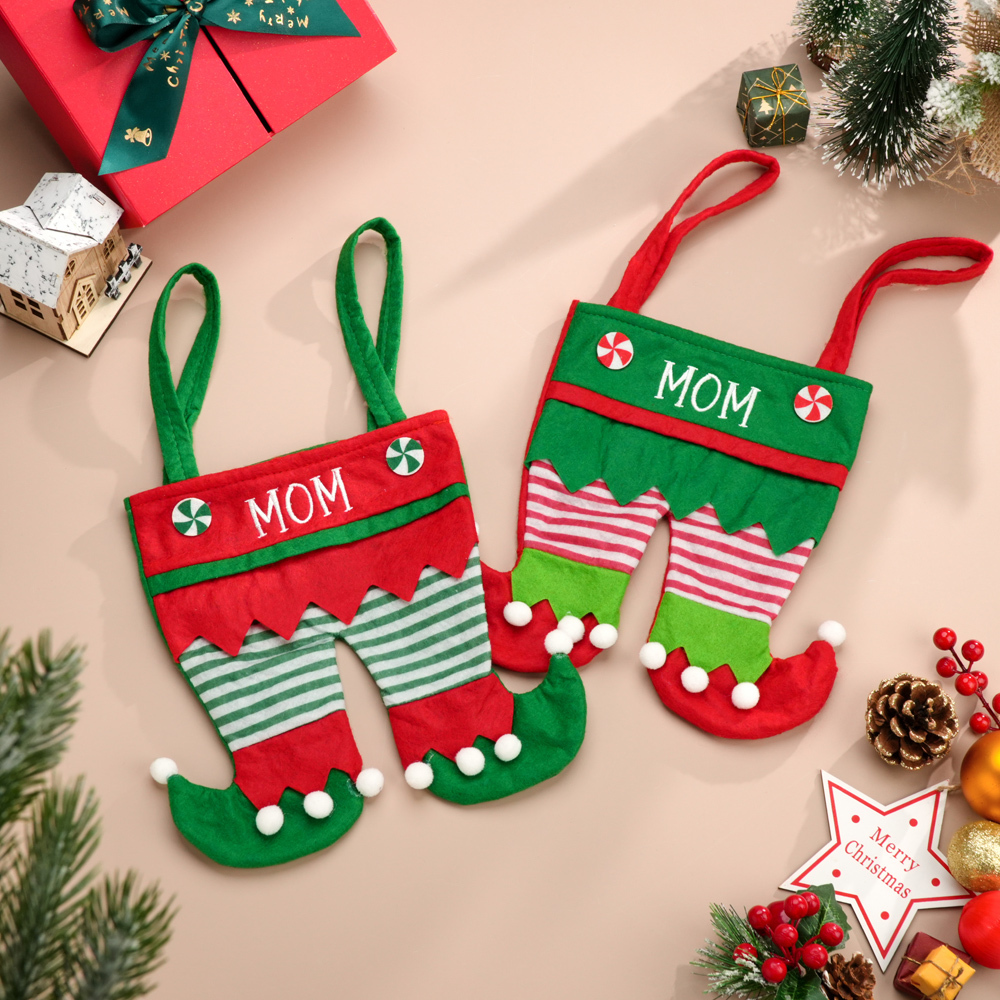Custom Name Christmas Gifts Stocking Jingle Bell Elf Pants Personalized Stocking for family