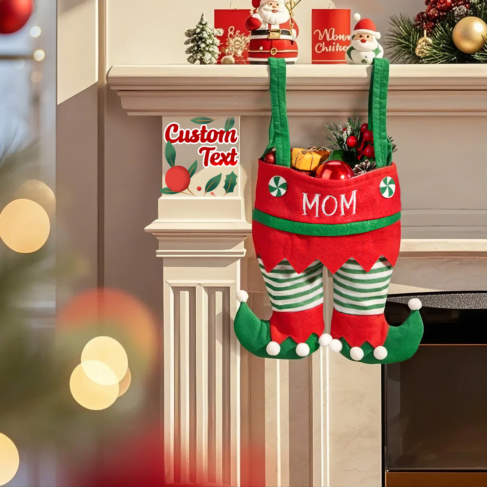 Custom Name Christmas Gifts Stocking Jingle Bell Elf Pants Personalized Stocking for family