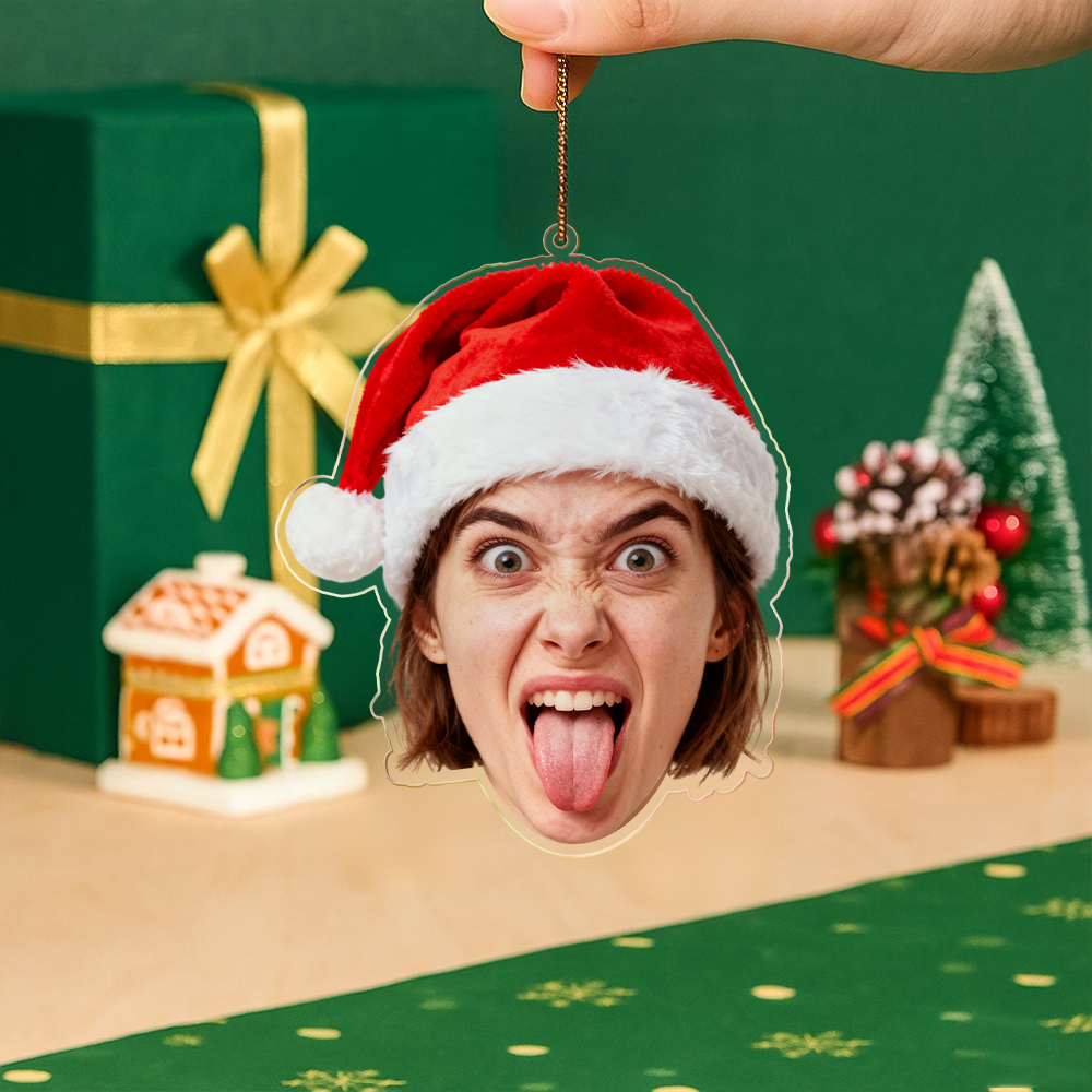 Personalized Photo Ornament Funny Christmas Ornament Custom Face Picture Ornament Acrylic Pet Ornament Christmas Decor Holiday Gifts - MyFaceSocks
