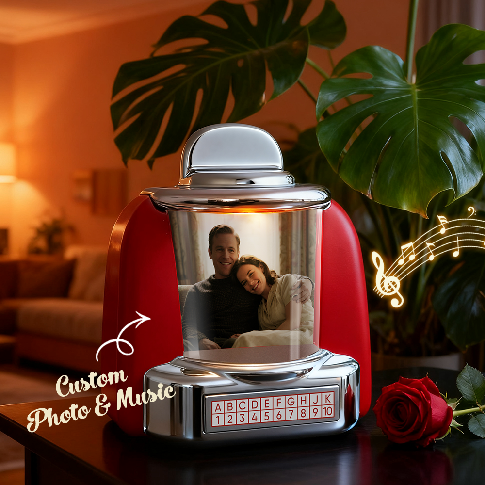 Custom Mini Jukebox Retro Speaker – Personalized Photo Music Mini Player with Radio | Vintage Tabletop Home Decor Nostalgic Gift - MyFaceSocks
