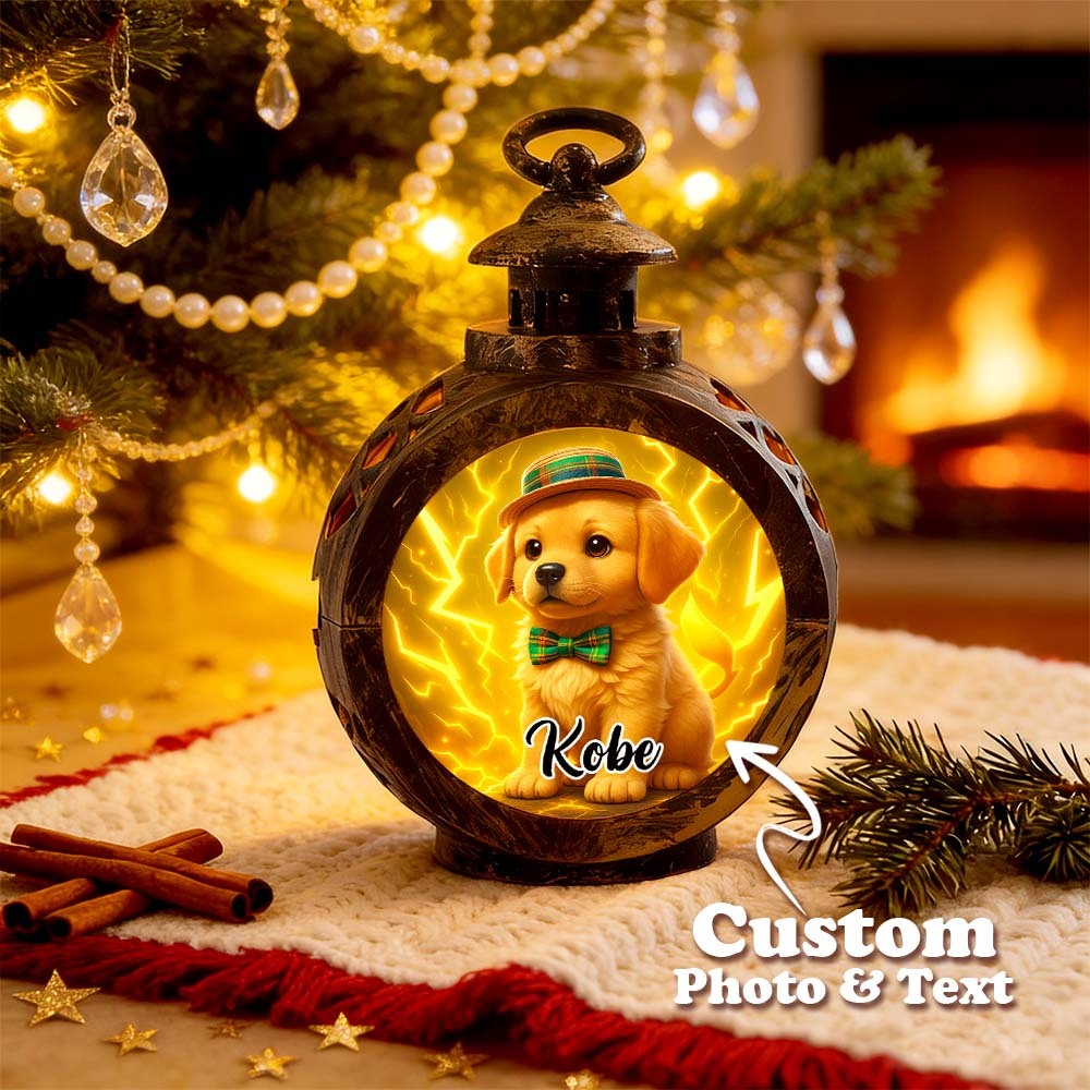 Custom Pet Photo Multiple Effects Available Lantern Ornament Personalized Custom 3D Effect Christmas Lantern - MyFaceSocks