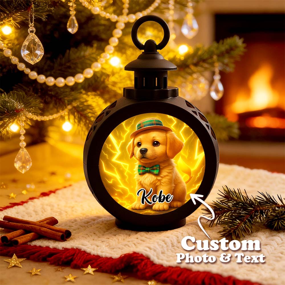 Custom Pet Photo Multiple Effects Available Lantern Ornament Personalized Custom 3D Effect Christmas Lantern - MyFaceSocks
