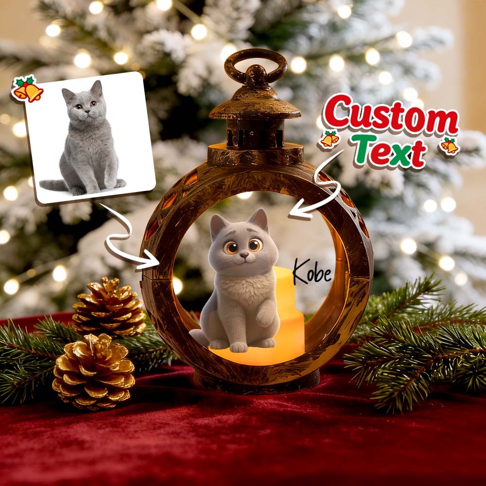 Custom Pet Photo Multiple Effects Available Lantern Ornament Personalized Custom 3D Effect Christmas Lantern - MyFaceSocks