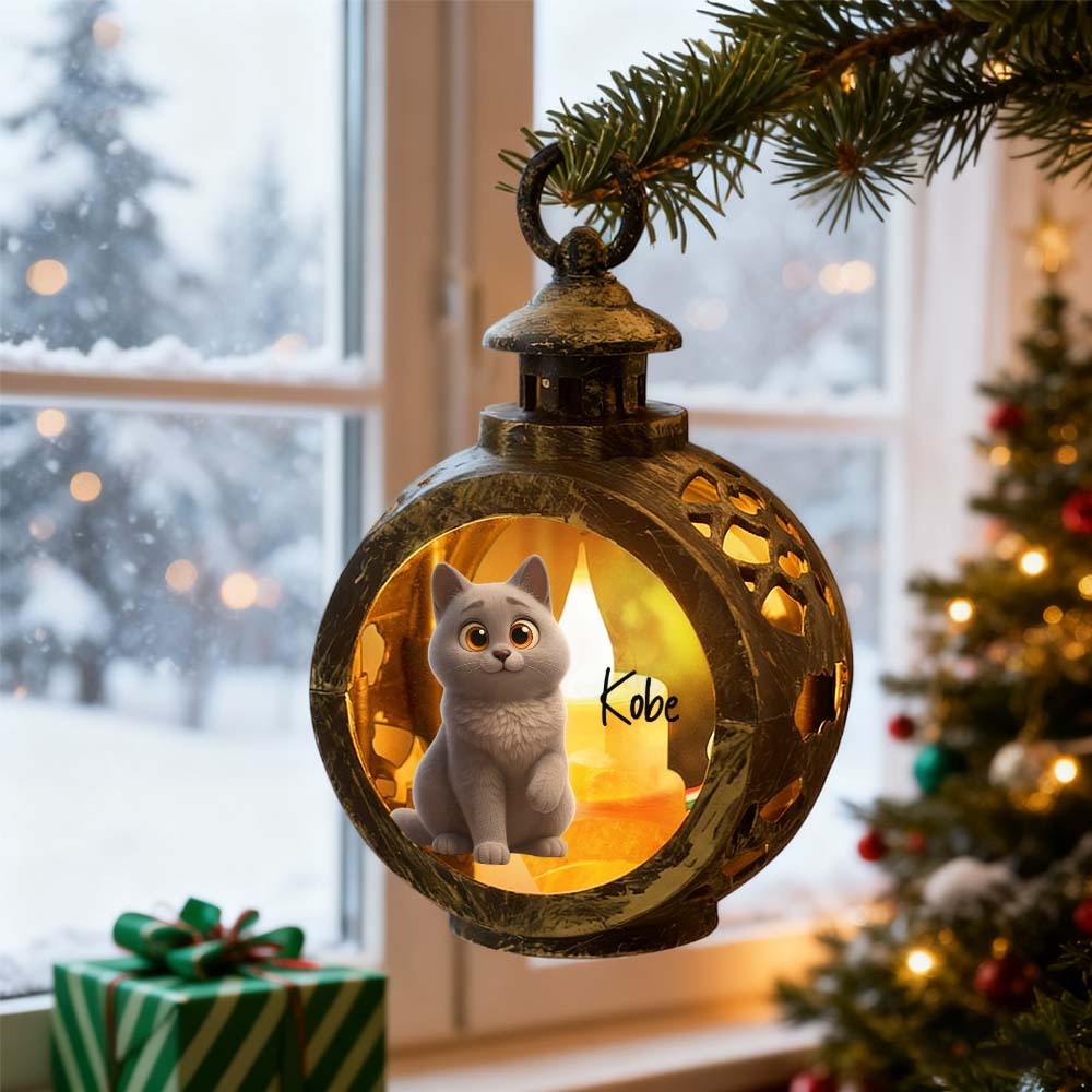 Custom Pet Photo Multiple Effects Available Lantern Ornament Personalized Custom 3D Effect Christmas Lantern - MyFaceSocks