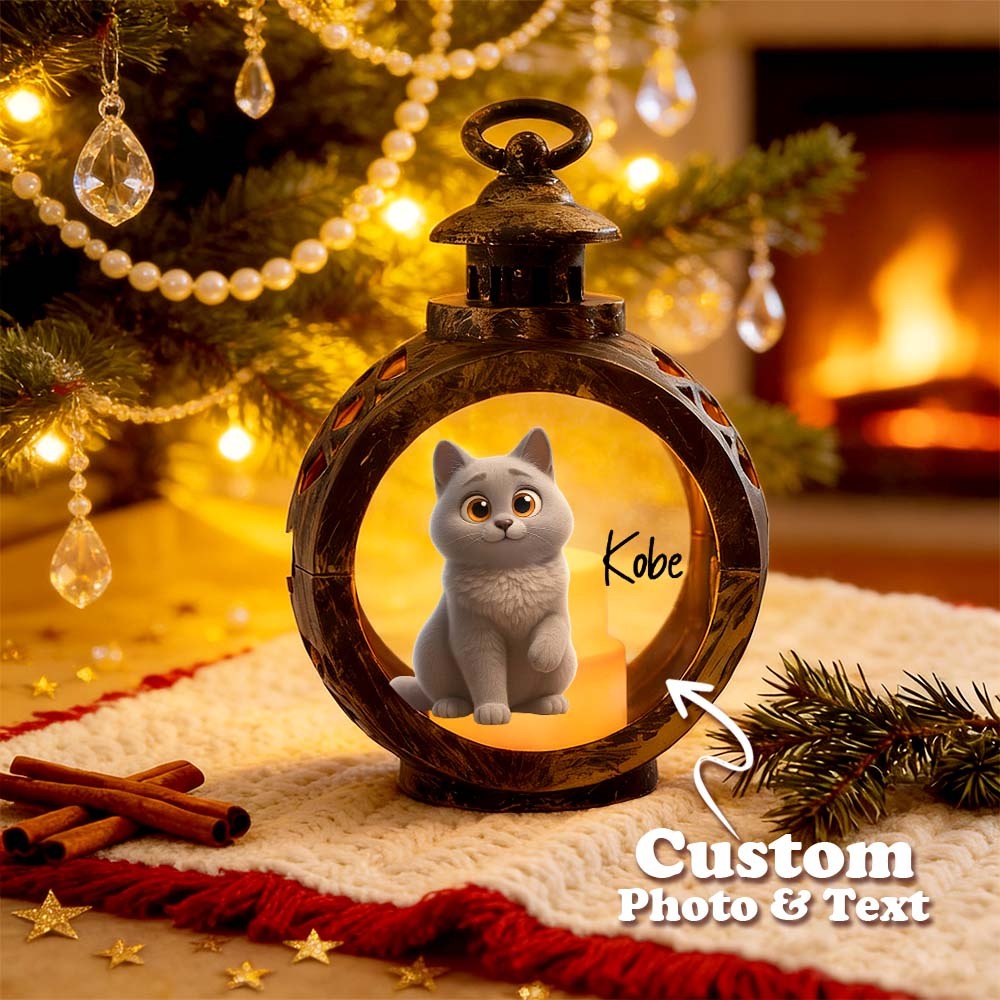 Custom Pet Photo Multiple Effects Available Lantern Ornament Personalized Custom 3D Effect Christmas Lantern - MyFaceSocks