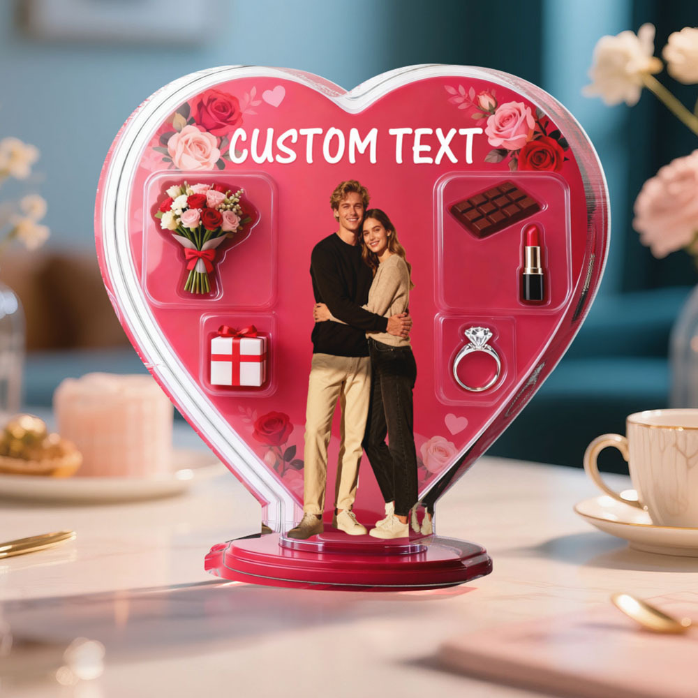 Custom Couple Photo Heart-shaped Ornament Personalized Photo and Text Ornament Anniversary Gift