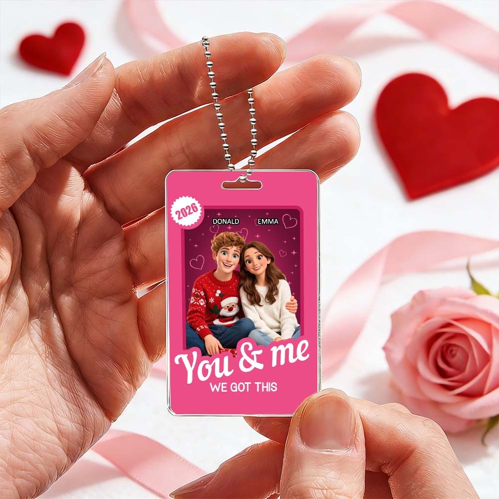 Valentine's Day Gifts Custom Acrylic Car Hanger Style Art Gift Personalized Acrylic Car Hanger Gift for Lover 2D Printed Flat Design - MyFaceSocks