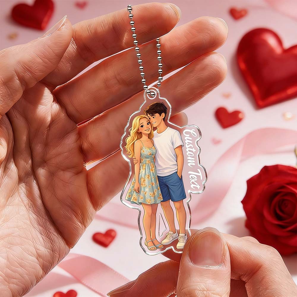 Valentine's Day Gifts Custom Anime Photo Keychain Personalized Acrylic Cartoon Keychain Photo Bag Charm Unique Keepsake Gift For Lover Girlfriend - MyFaceSocks